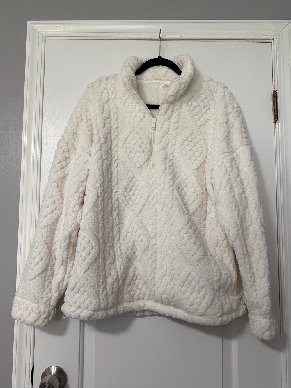 Gilly Hicks Cream Sherpa Half-Zip Pullover